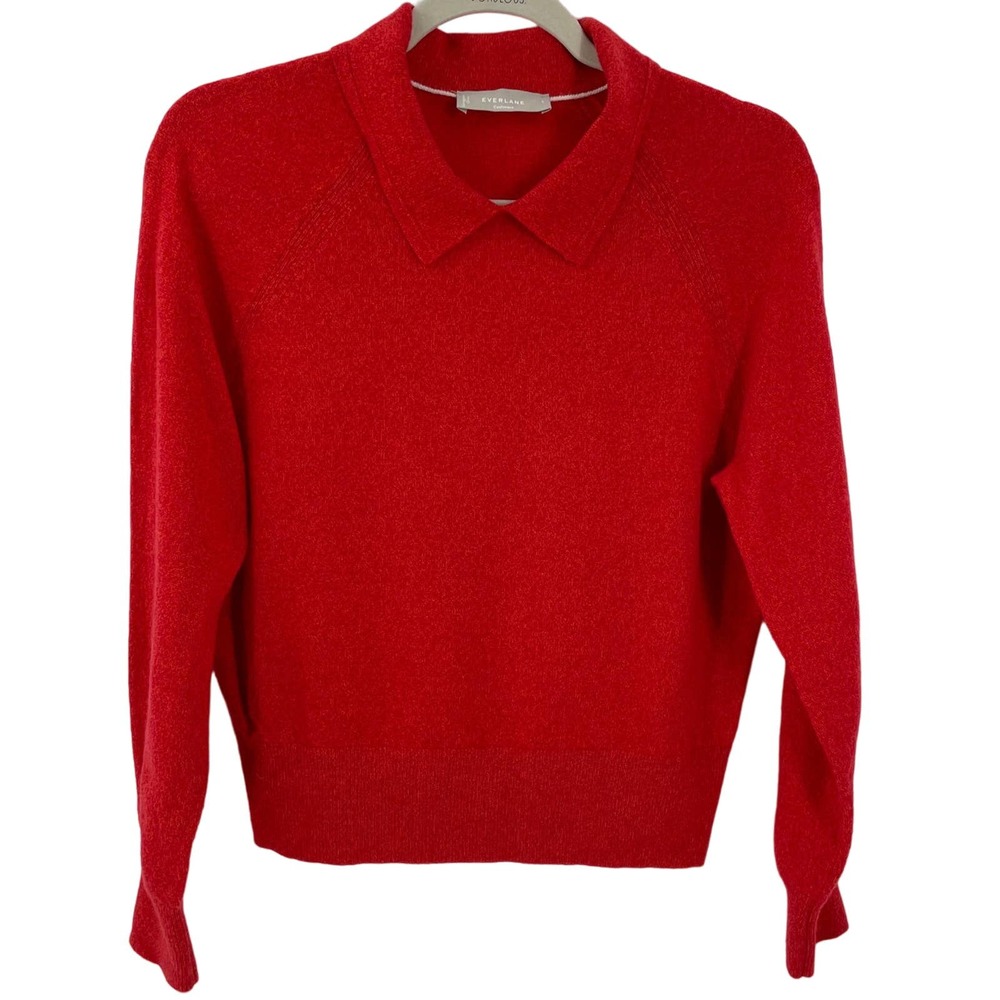 SOLD S The Cashmere Collared Sweater Long Sleeve Red - Picture 4 of 11